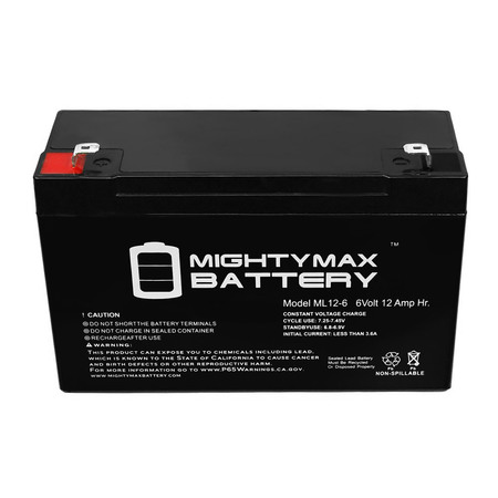 Mighty Max Battery 6V 12AH Battery Replacement for Powersonic PS6120 + 6V Charger ML12-6F2CHRGR4667